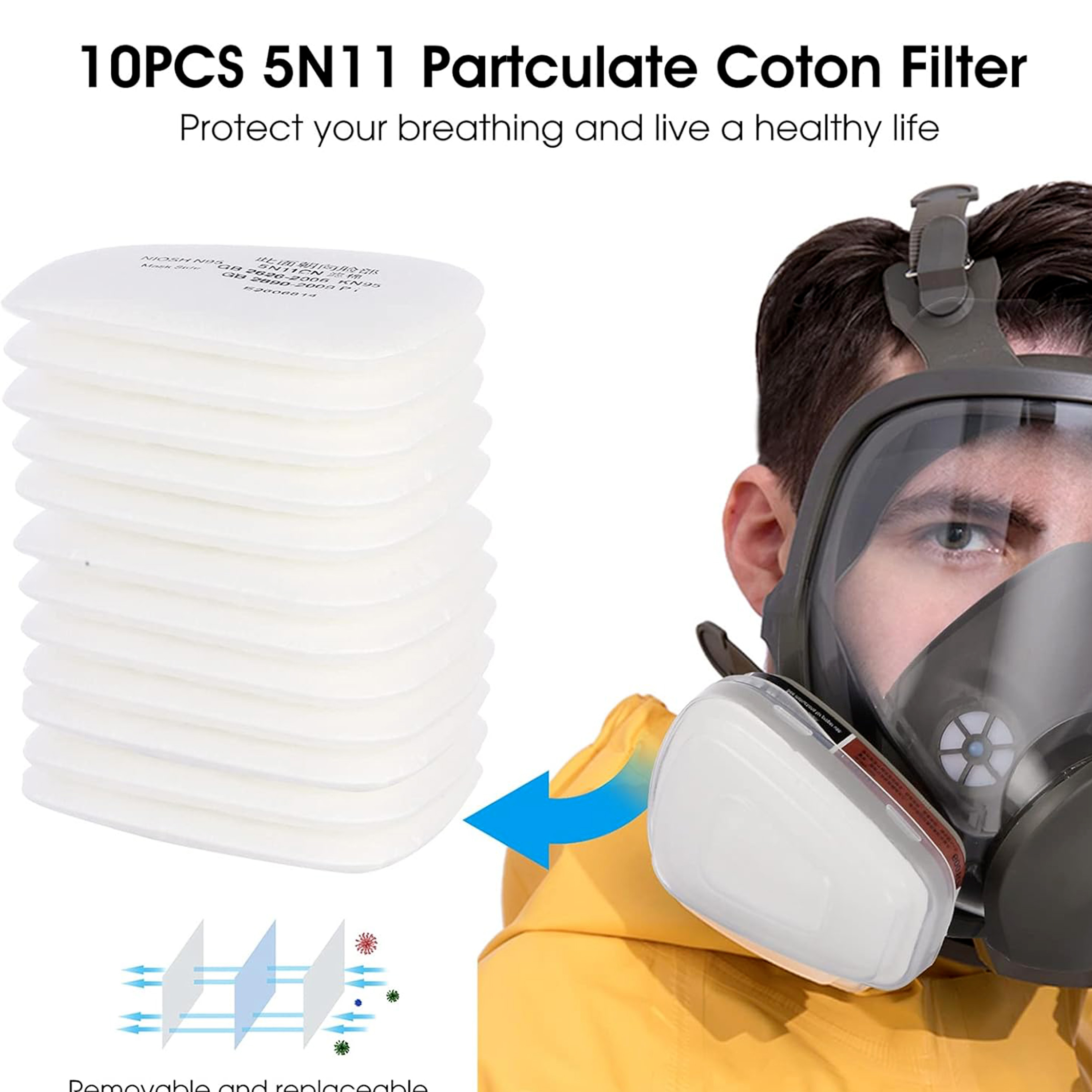 Woodworking Respirator - 15-IN-1 6800 Gas Mask Full Face