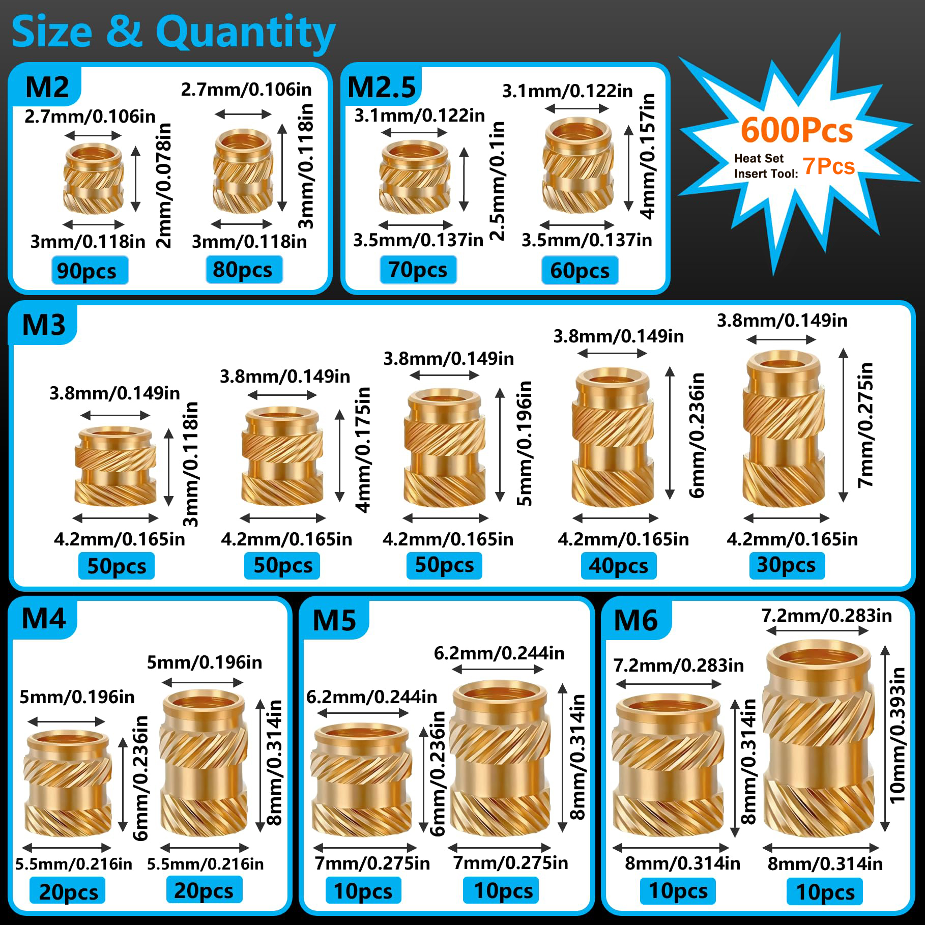 600Pcs M2-M6 Brass Threaded In - Woodworking Tool Stores 리뷰 및 가격