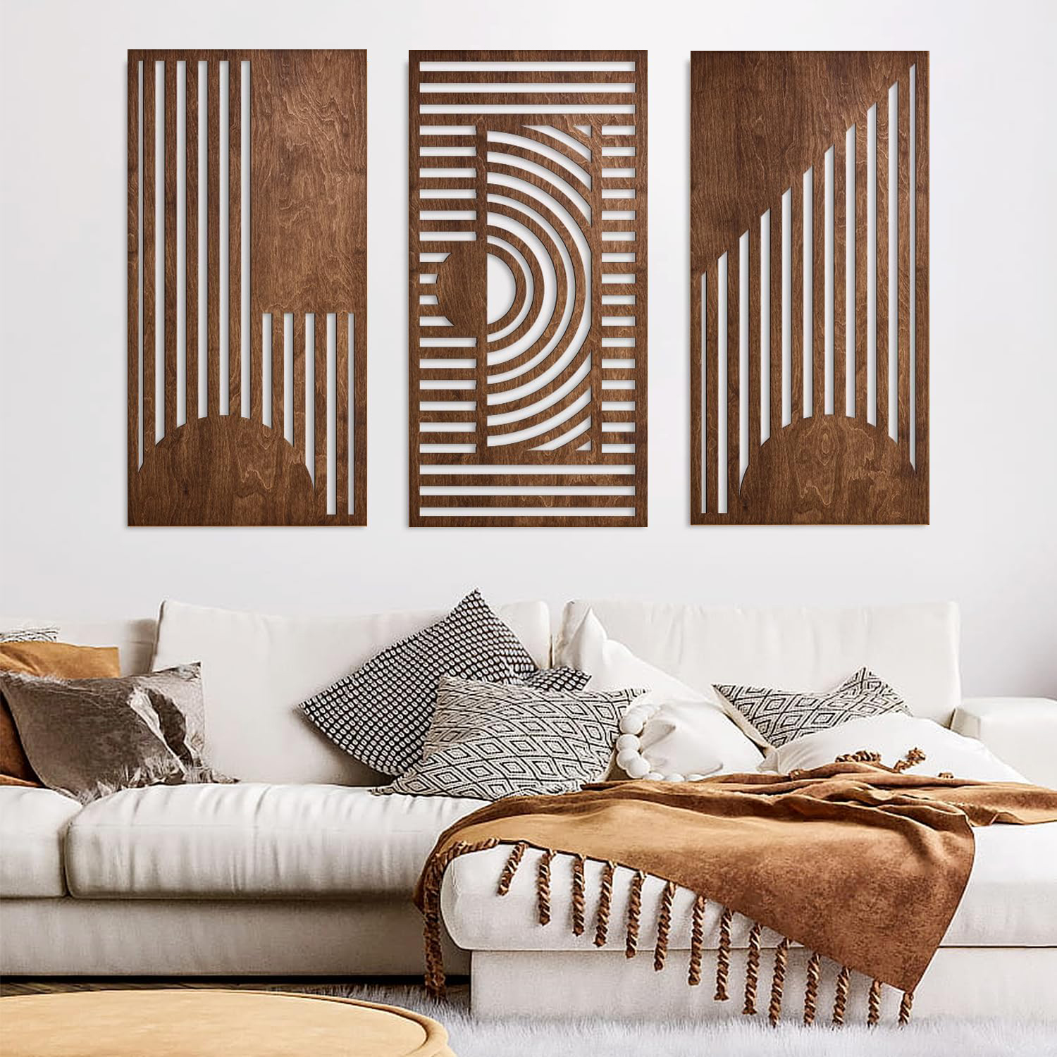 3 Pcs Geometric Wood Wall Art  - Woodworking Veneer 리뷰 및 가격