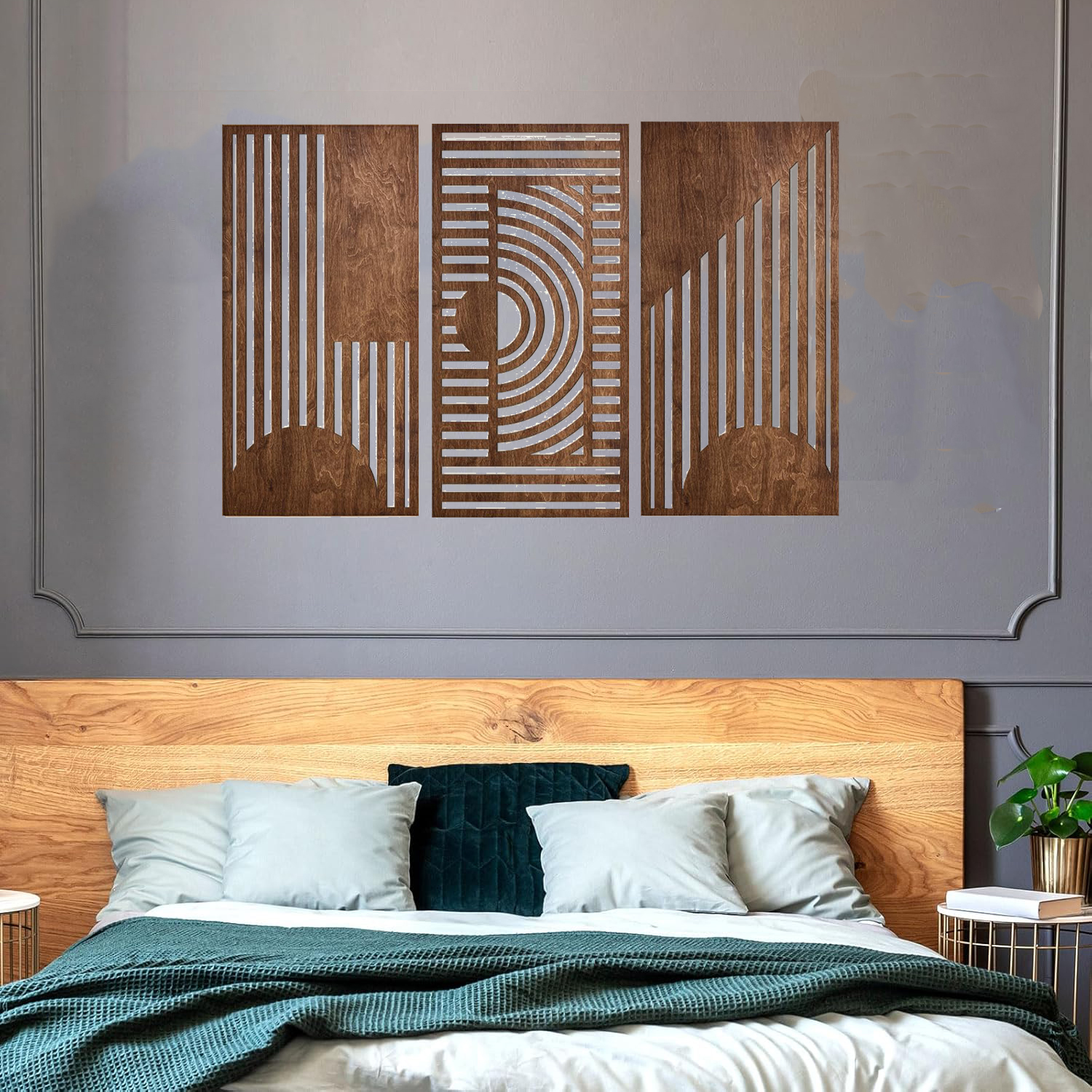 3 Pcs Geometric Wood Wall Art  - Woodworking Veneer 리뷰 및 가격