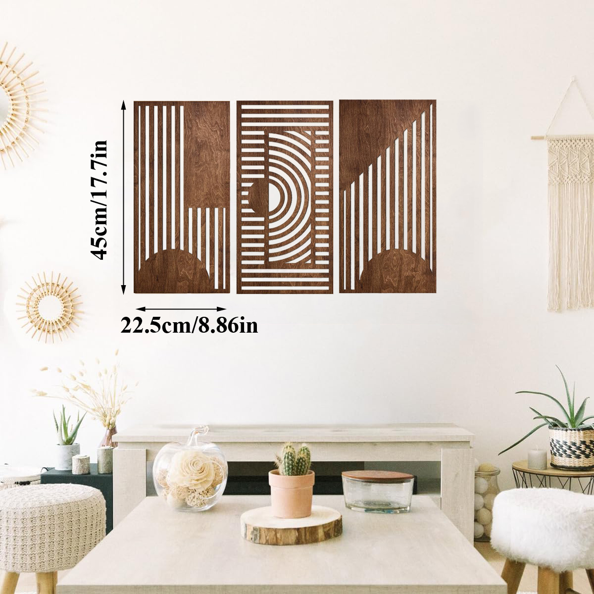 3 Pcs Geometric Wood Wall Art  - Woodworking Veneer 리뷰 및 가격