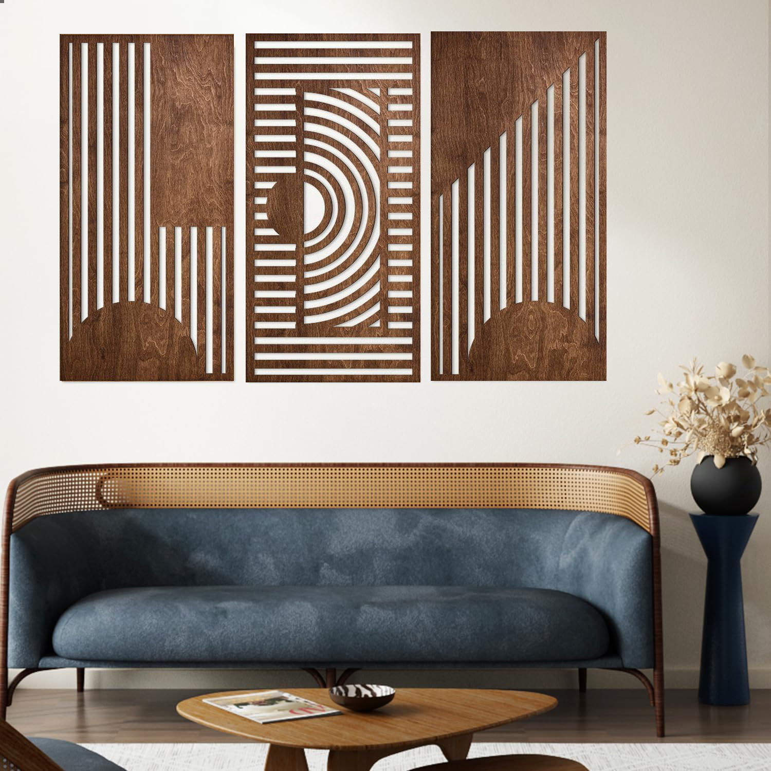 3 Pcs Geometric Wood Wall Art  - Woodworking Veneer 리뷰 및 가격