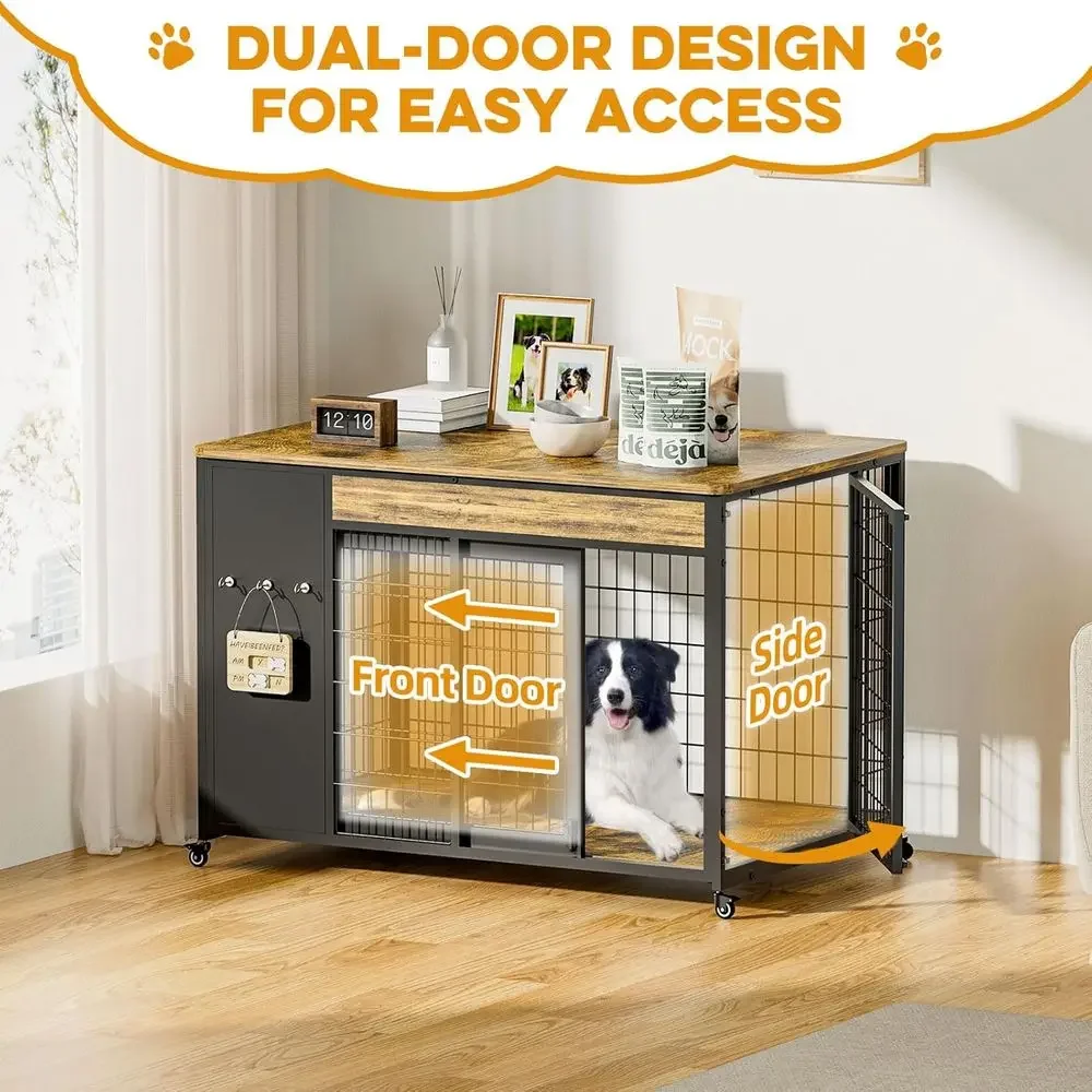 Rustic Brown Large Dog Crate F - Woodworking Veneer 리뷰 및 가격