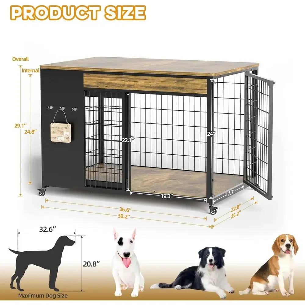 Rustic Brown Large Dog Crate F - Woodworking Veneer 리뷰 및 가격