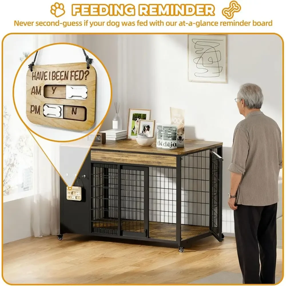 Rustic Brown Large Dog Crate F - Woodworking Veneer 리뷰 및 가격